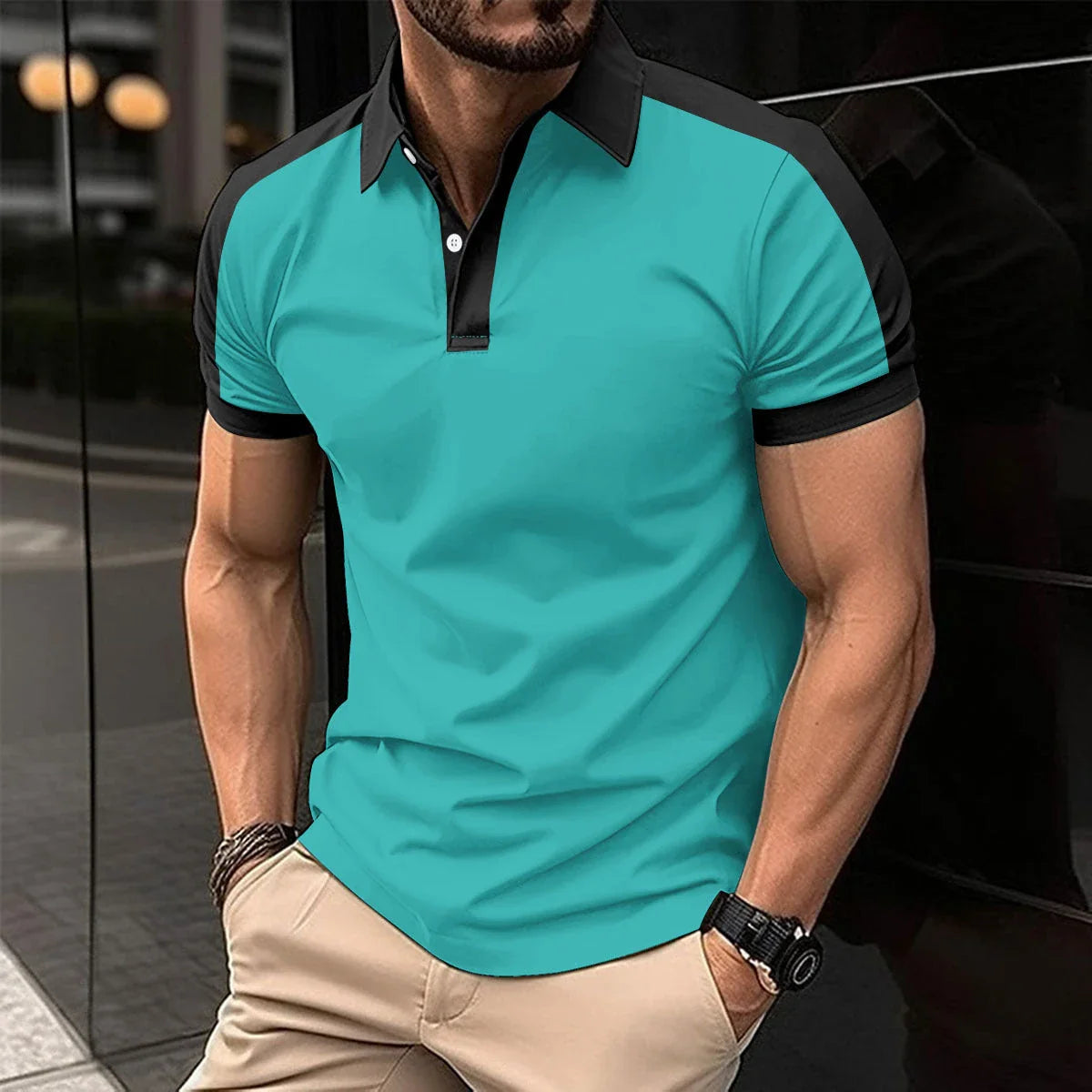 Premium men's short sleeve polo shirt in a variety of vibrant colors and casual summer styles