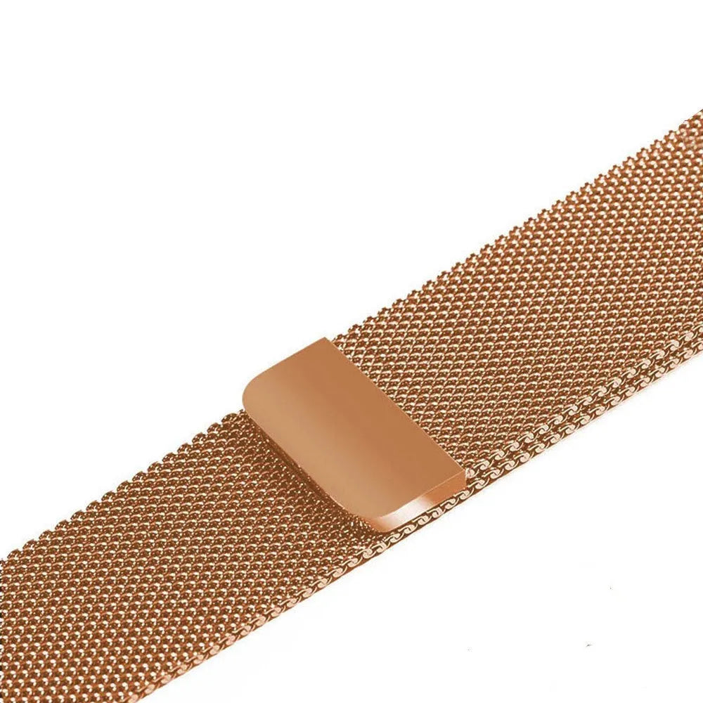 Stainless steel replacement watch strap for smartwatches shown in silver