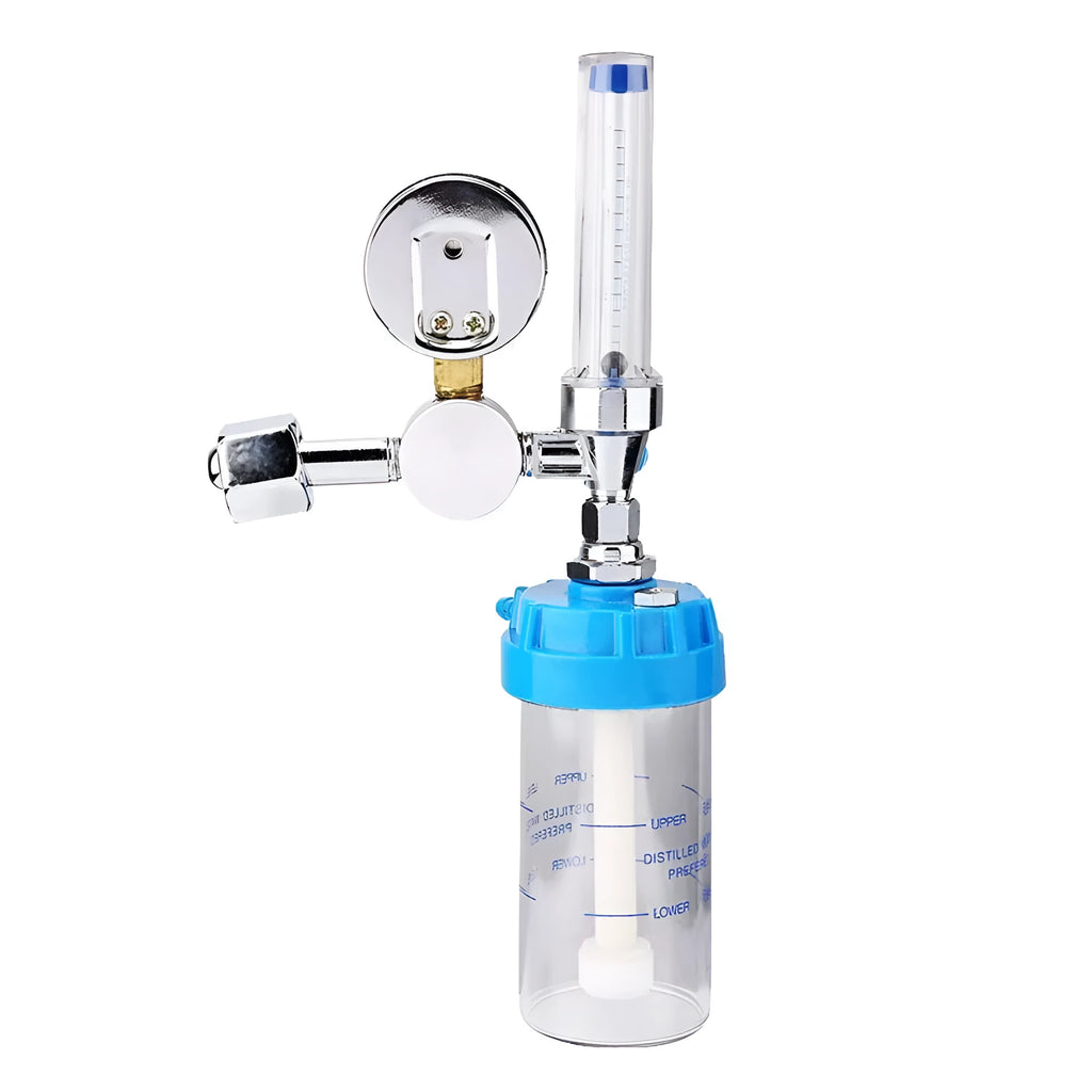 Blue oxygen pressure reducer for cylinder with rated outlet pressure 0.25 MPa and flow range 1-110 m3/h