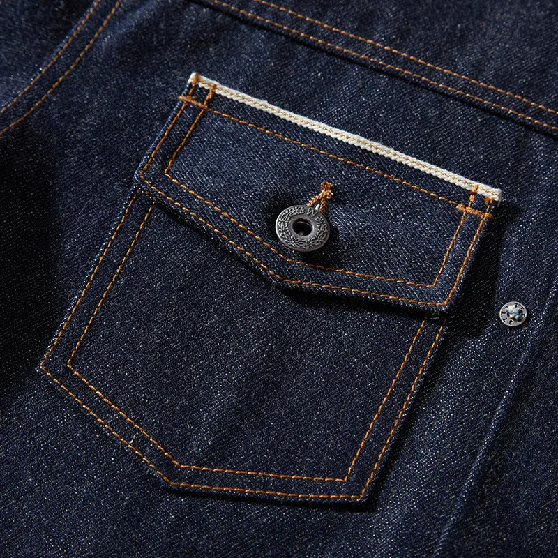 Men's Japanese-style raw pulp colour cotton loose jacket with patch pockets
