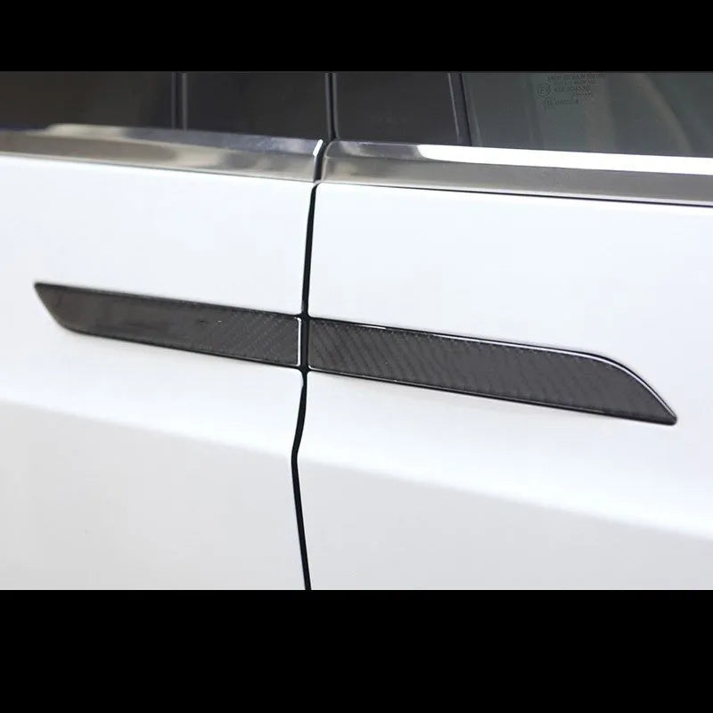 Carbon fibre door handle protection patches for Tesla Model S with matte finish