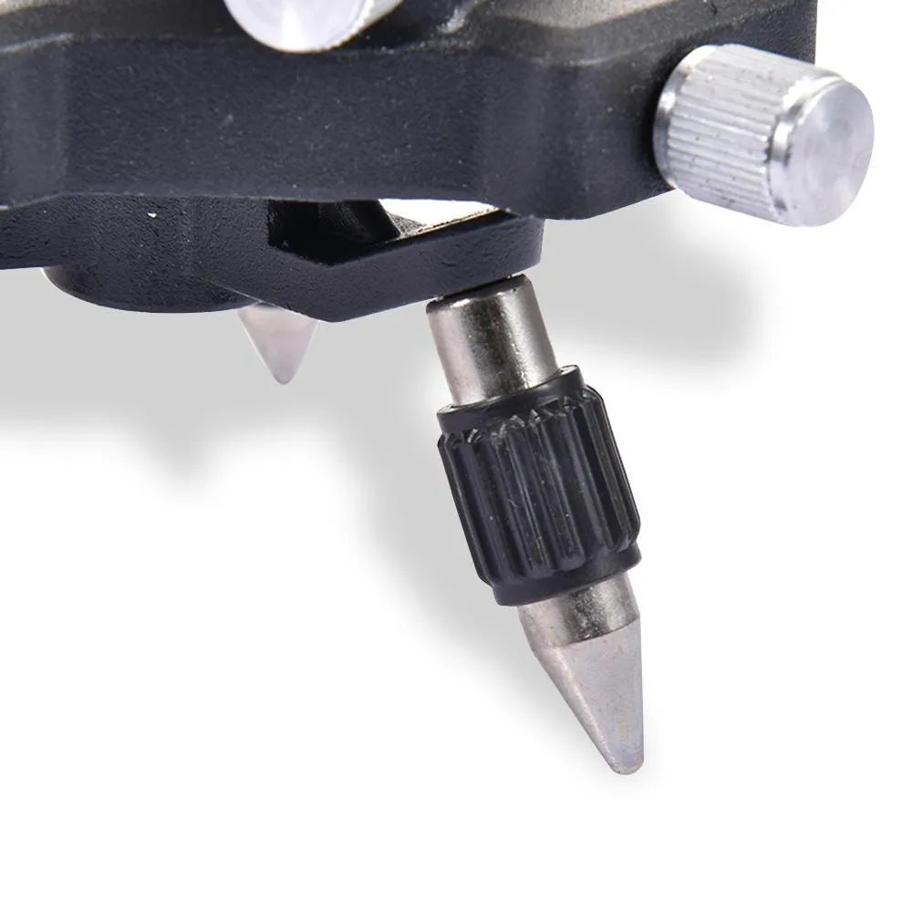 Black aluminium alloy spirit level base with 360-degree rotation for tool alignment