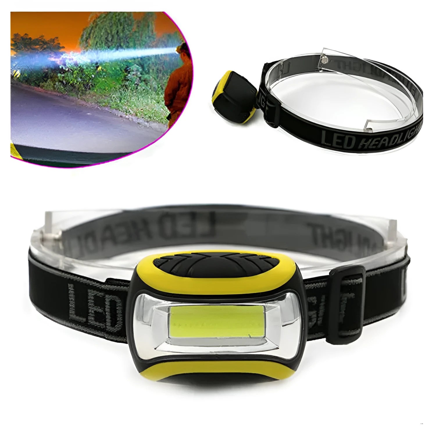Yellow Major three-speed COB headlamp for outdoor night riding and mountaineering