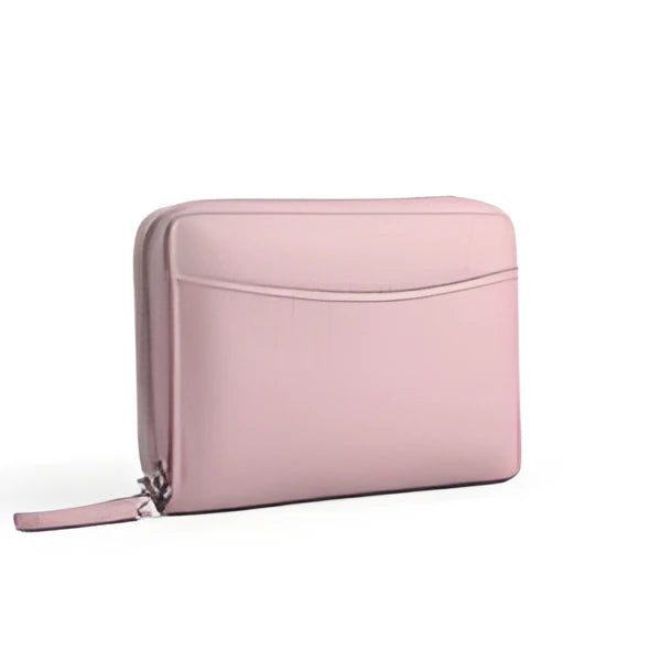 Genuine leather coin purse with zipper closure shown in multiple colour options