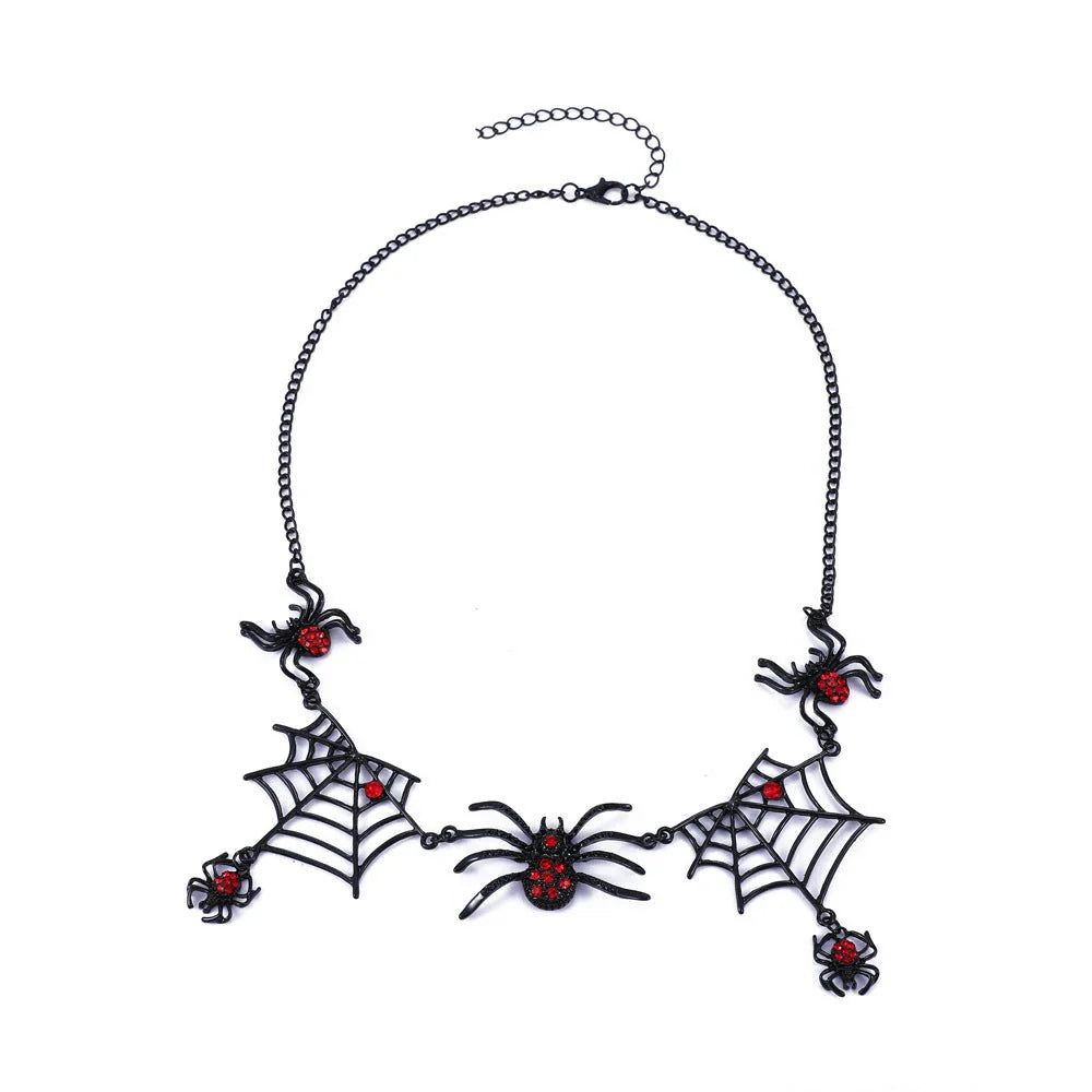 Spooky and stylish spider web necklace, a fashionable Halloween accessory with adjustable length