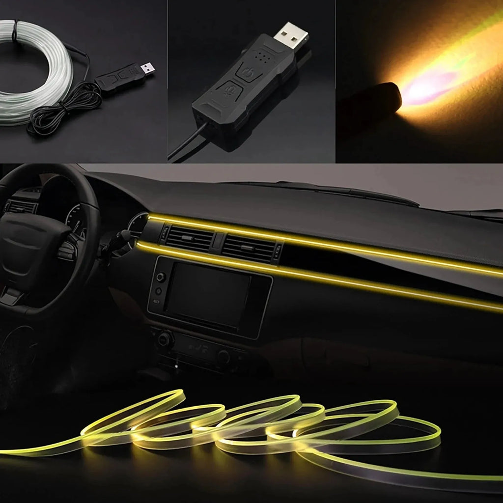 Car music ambience light 64 colour 2W 5V PVC strip for general vehicle interior with APP control
