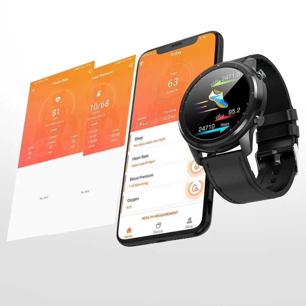 LEMFO LF26 smart bracelet with 1.3-inch screen showing display, touch controls and physical buttons