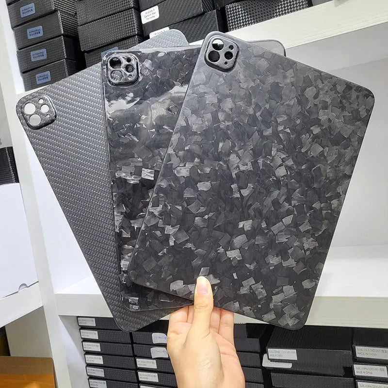 Real carbon fibre flat hard case protective cover for Apple iPad Pro 11 in a matte textured finish.