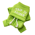 Four-legged thin fleece pet hoodie for small and medium dogs in green