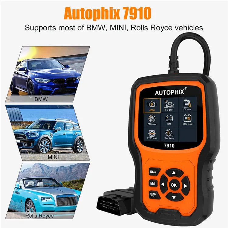 Autophix 7910 BMW diagnostic scanner OBD2 tool for engine fault reading and maintenance resets