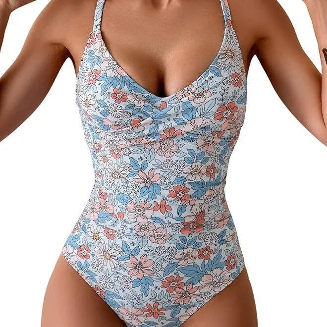 One-piece swimsuit female contrast colour quick-drying nylon polyester swimwear black
