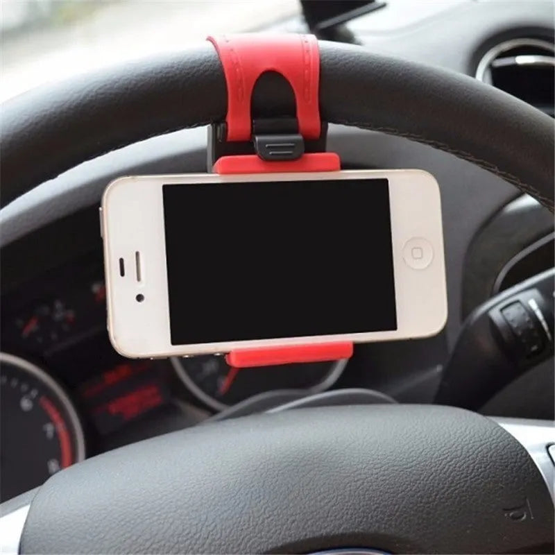 Black universal steering wheel phone holder mount clip for car navigation