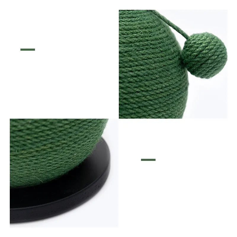 Cactus-shaped cat scratching ball board with sisal rope, 20 x 20 x 22 cm, black or white background option