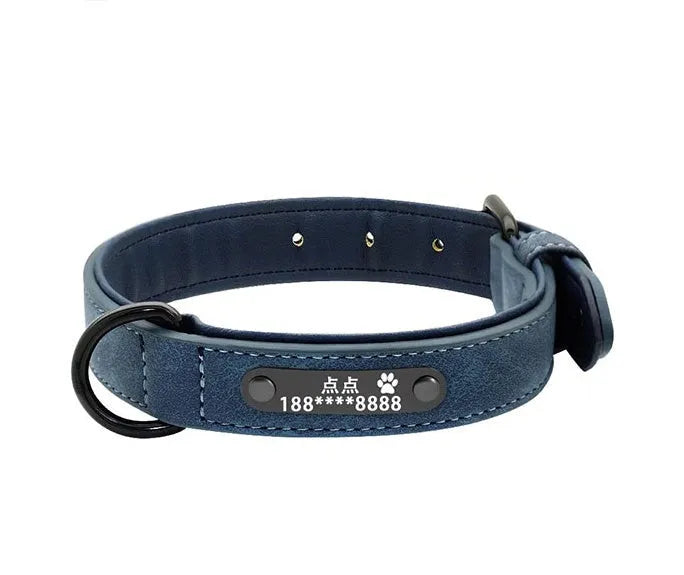 Dog collar made of soft microfiber leather with adjustable buttonhole, double D buckle, and painted alloy buckle in purple colour