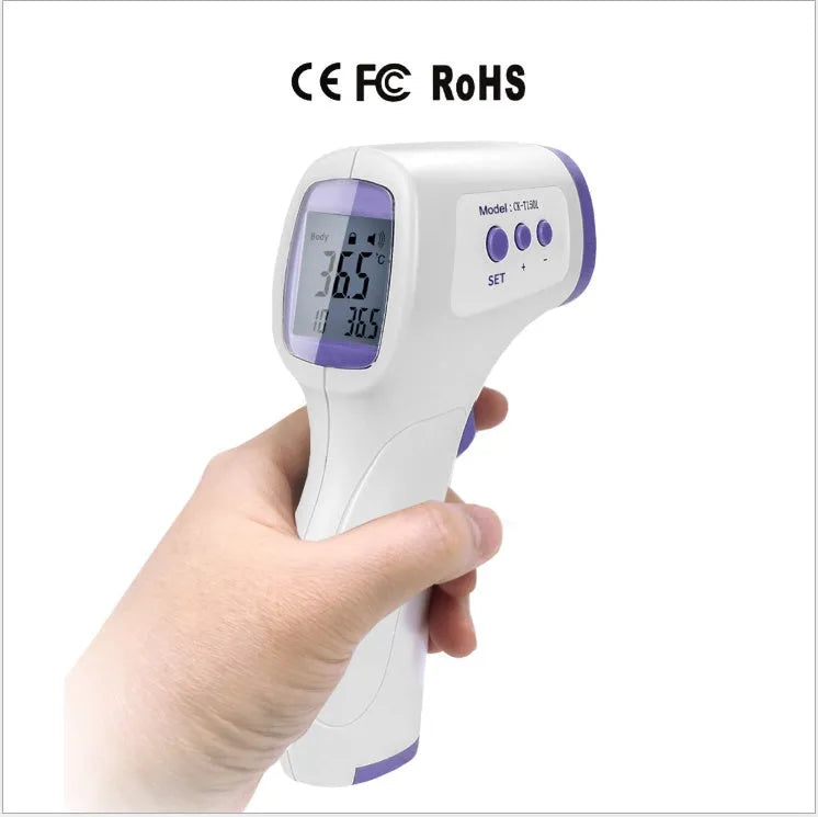 White RAK-FI03 infrared forehead thermometer, non-contact, 1-5cm distance, 32-43.9°C range
