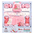 Padded baby clothes set in pink for newborns, made from soft cotton fabric.