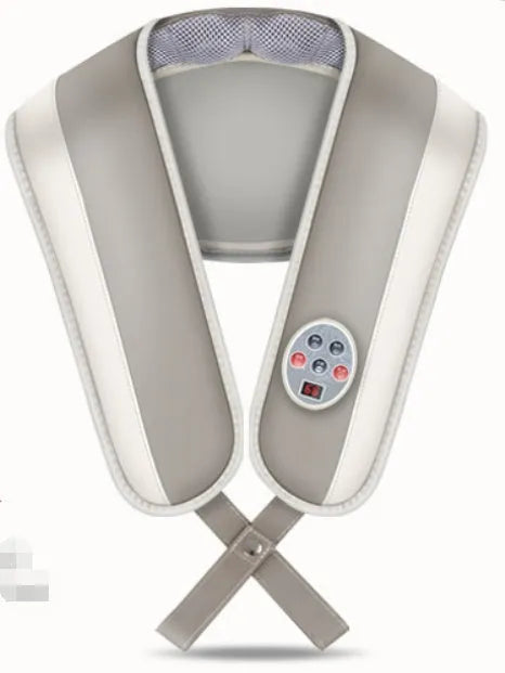 Electric neck shoulder massager with heating hot compress function in PU leather, 48W 220V