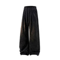 Light grey straight-leg casual trousers with a fleece lining and elastic waistband on a hanger.