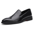 Men's polished pointed low-top business casual shoes with artificial PU upper and rubber sole in black colour