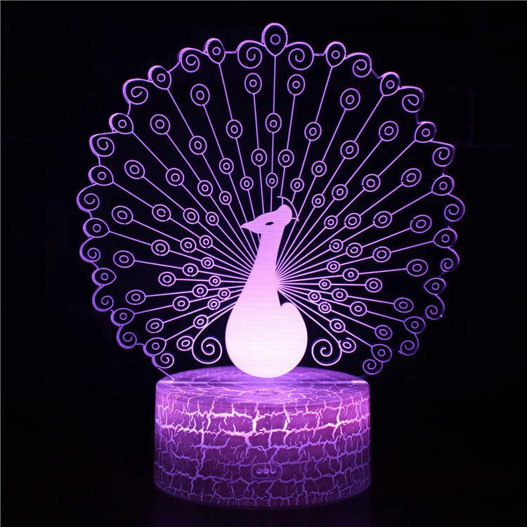 Small acrylic 3D table lamp with colourful night light effect on ABS base with USB cable