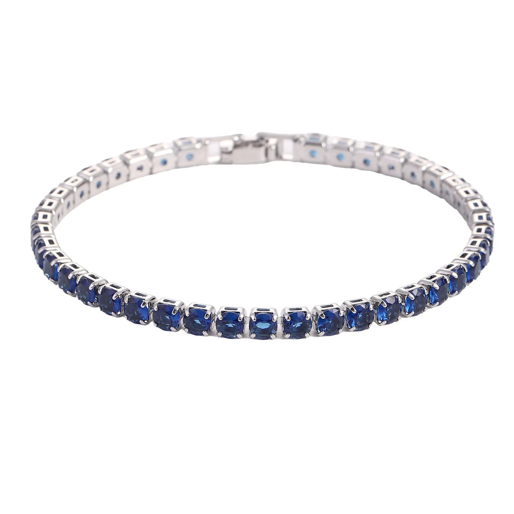 Hip hop micro set zircon tennis bracelet in copper, available in 17cm and 19cm with platinum and 16k gold white finishes