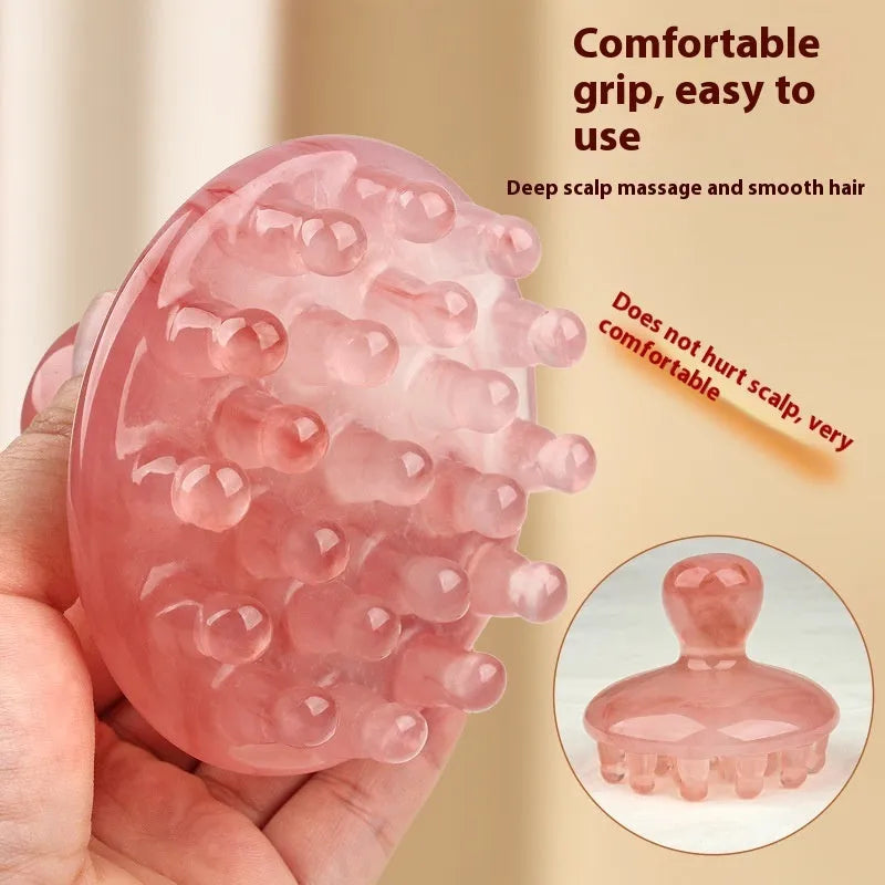 Brown and yellow disc massage combs with 21 teeth for scalp stimulation