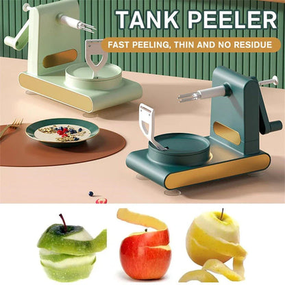 Premium hand-cranked vegetable peeler and slicer with suction base, for easy and efficient meal prep