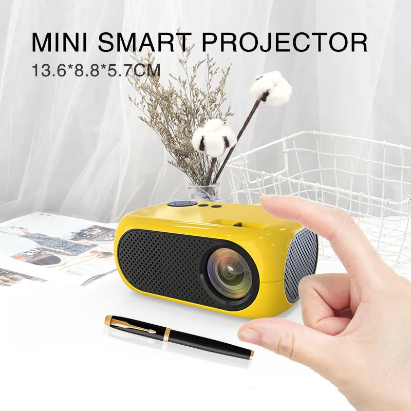 M24 micro mini portable projector in gold or white colour with power adapter