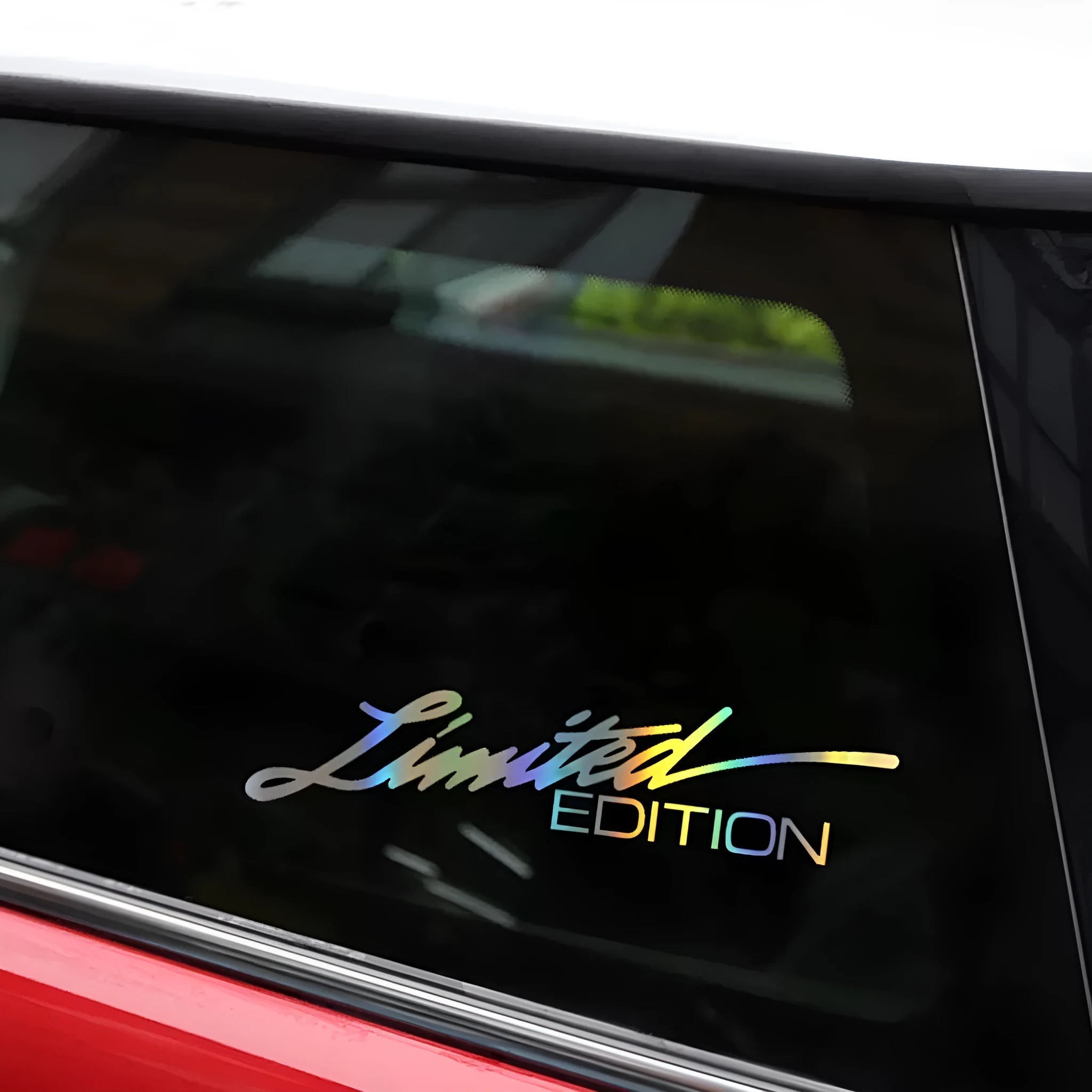 Black laser reflective car sticker with text design on PET material for vehicle windows