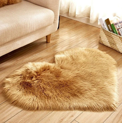 Soft and plush heart-shaped rug in various colors, perfect for cozy home decor