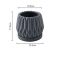 Grey ceramic desktop plant flowerpot medium size for tabletop plants