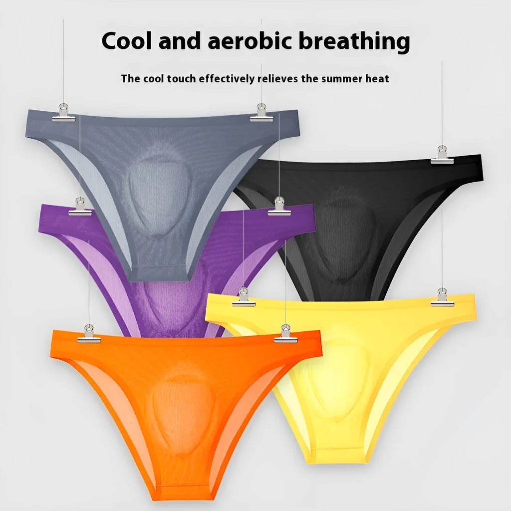 Ultra-thin ice silk seamless low-waist briefs for women in multiple colours