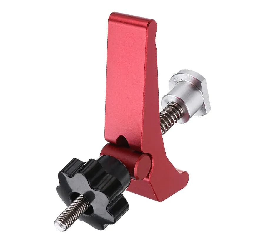 Red aluminium alloy woodworking table block slide holder with American style handle and flat mouth design