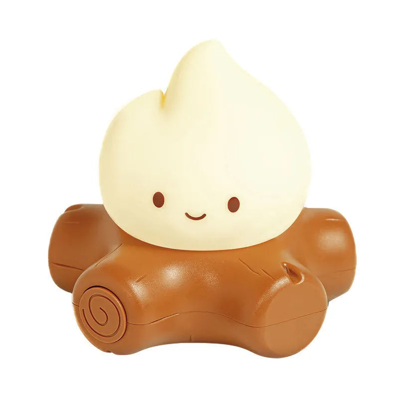 Small cartoon fire pile silicone night lamp with ABS shade showing yellow illumination