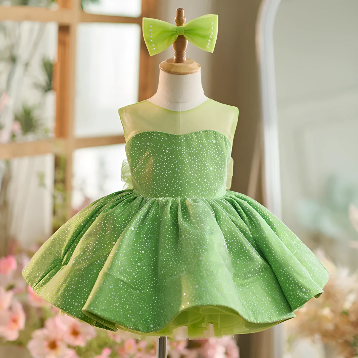 New Mint Mambo green polyester girls pettiskirt with princess-style fluffy layers