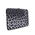 Leopard print laptop protective sleeve with waterproof polyester construction for 13-inch to 16-inch computers