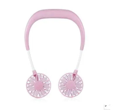 Charging portable hanging neck fan in pearl white with ABS body and silicone neck band