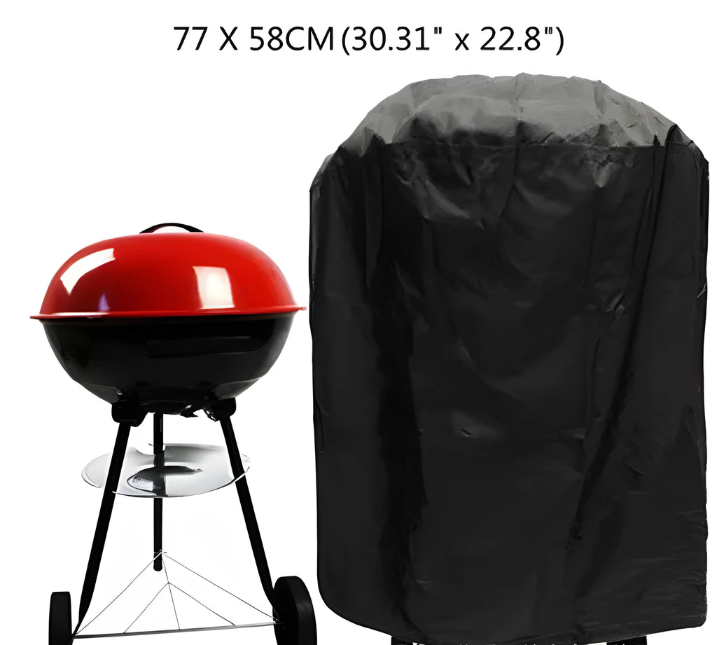Black outdoor grill cover with silver inner coating, 58x77cm, for barbecue protection