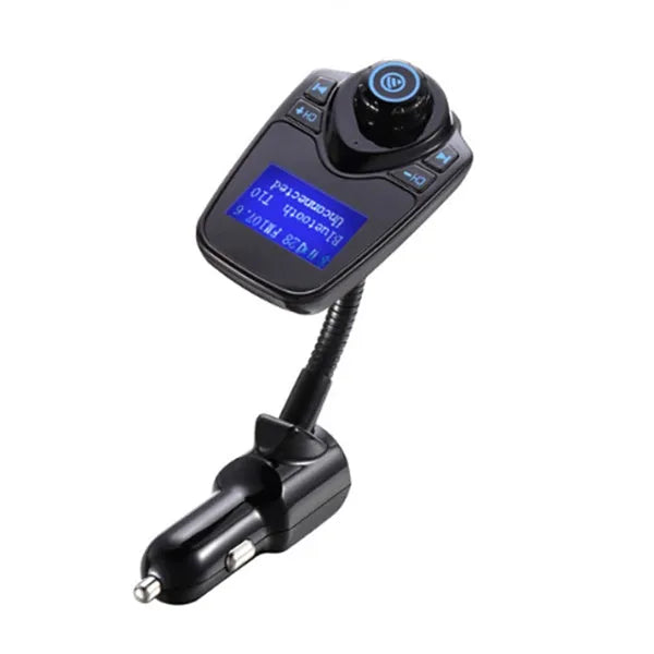 Black Bluetooth player with FM radio and microphone on a table
