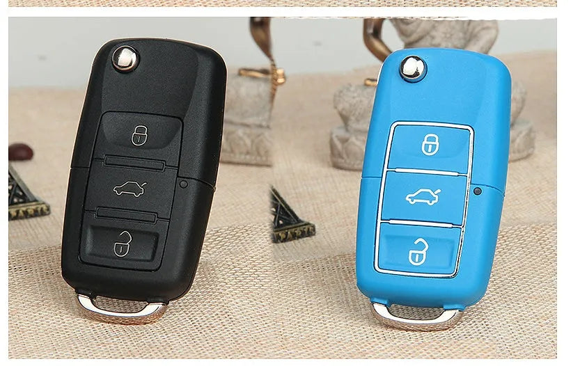 Volkswagen B5 ABS folding key shell in black with key blank and 70x35x16mm dimensions