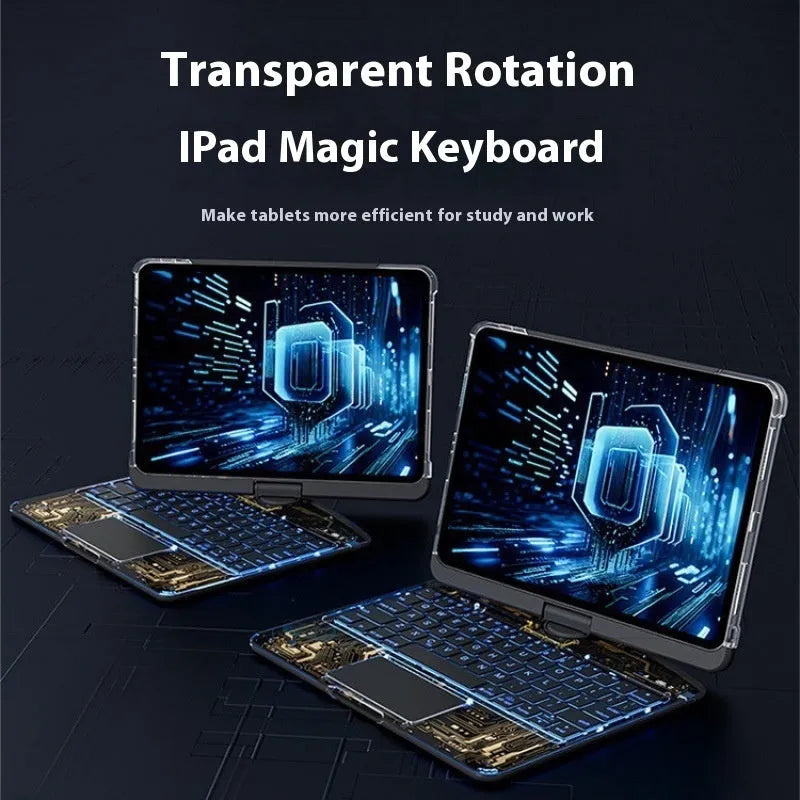 Transparent rotating keyboard protective case for Apple iPad Air 5 tablet in multiple colour options