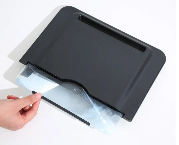 12-inch pull-out horizontal and vertical screen amplifier in black with Fresnel lens magnification
