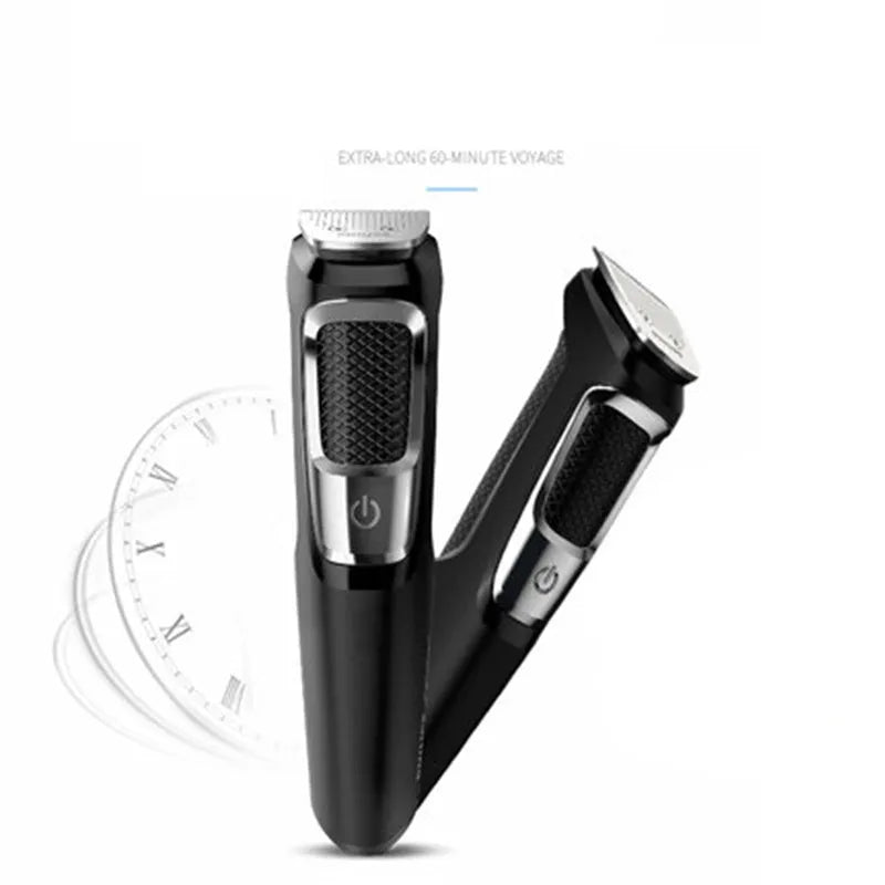 Rechargeable multifunctional nose hair and beard trimmer with cleaning brush