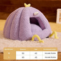 Monster-shaped semi-enclosed cat kennel bed with removable cushion in yellow, purple, or green colours