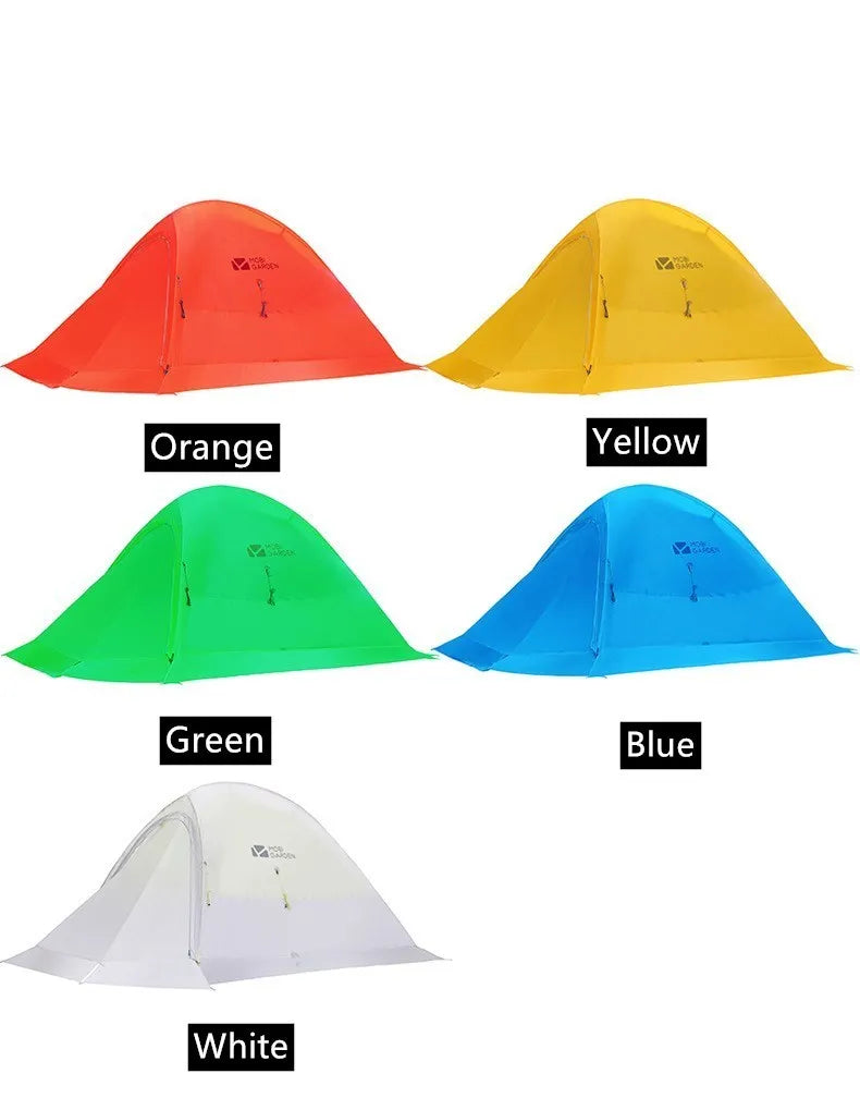 MU Gaodi New Double Qingqi 2 waterproof camping tent with aluminium poles, available in multiple colours.