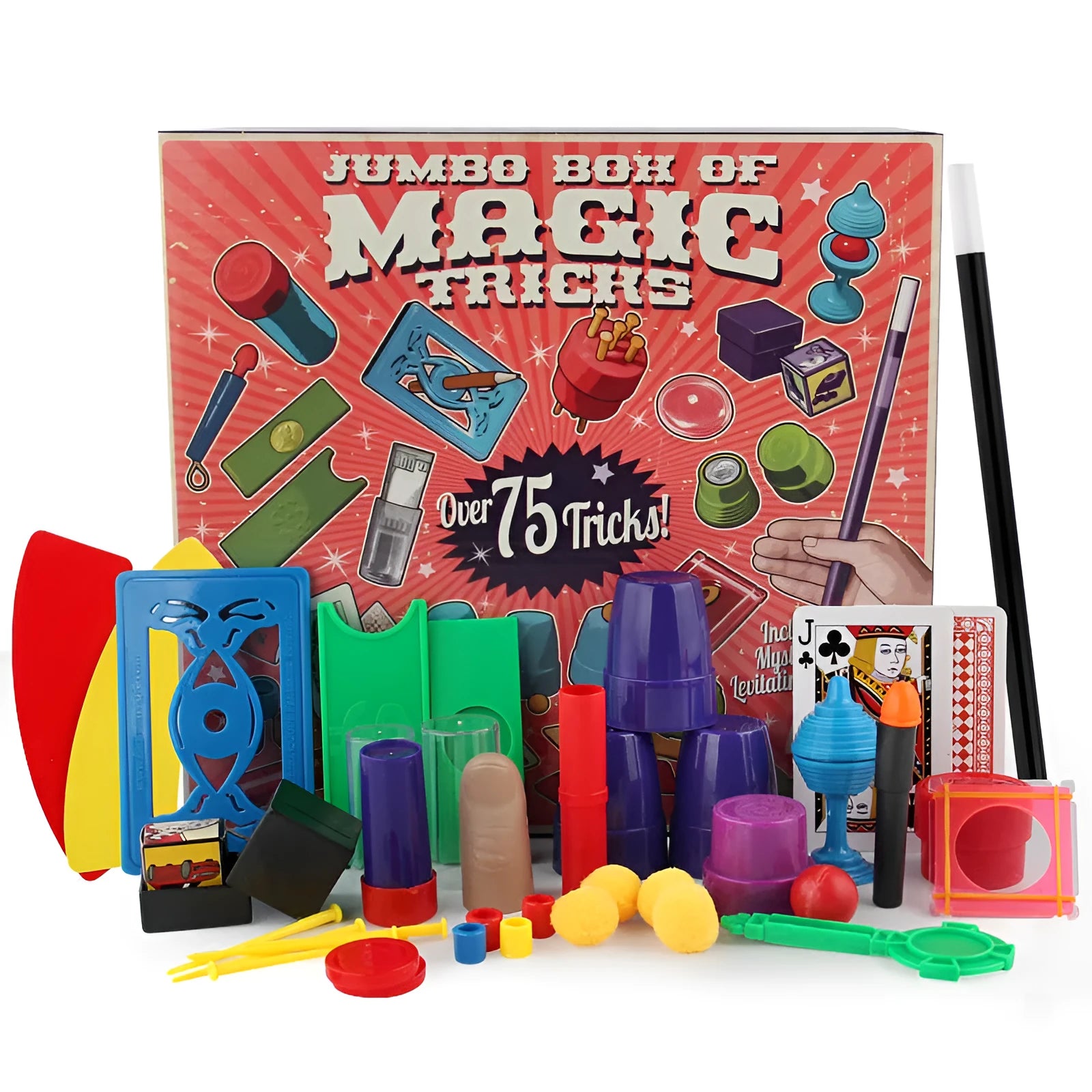 Children's magic toy set with plastic props in carton packaging for ages 3-7 years