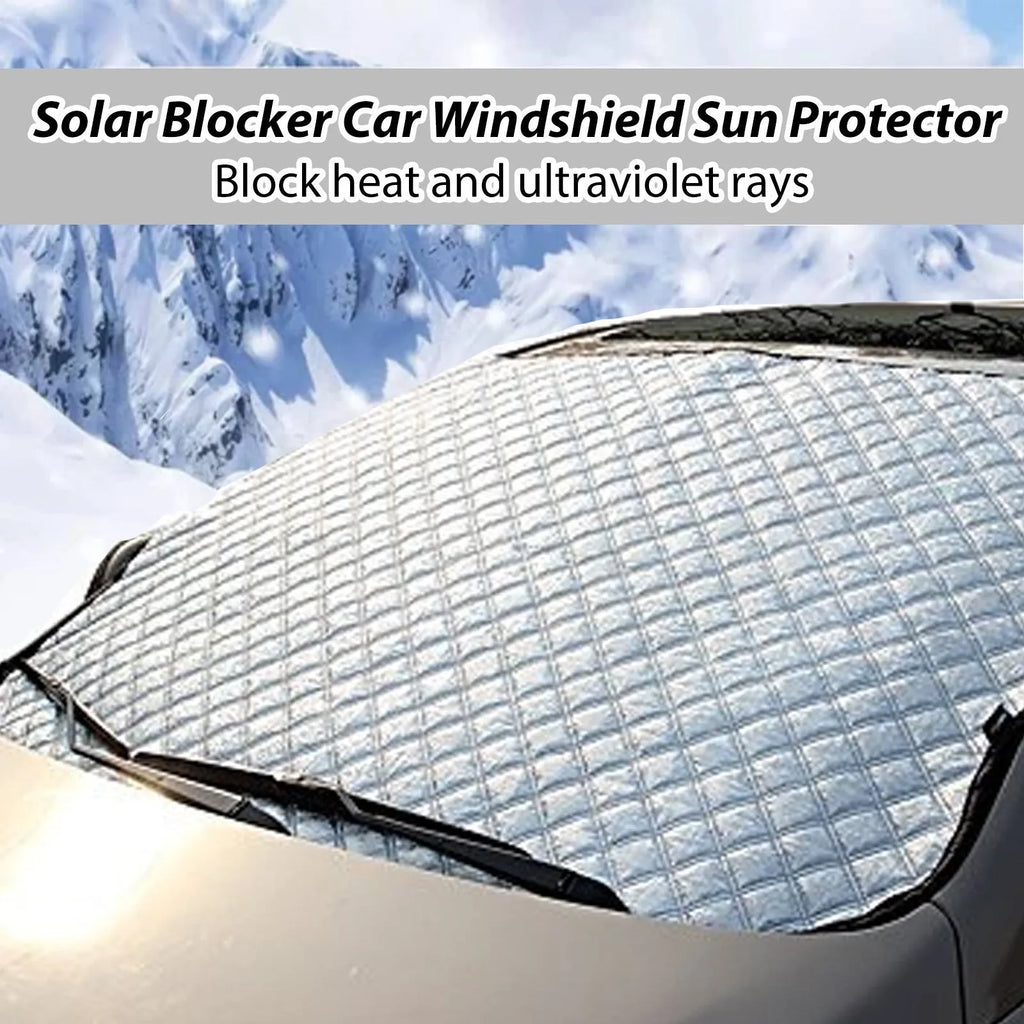 Silver aluminium film car windscreen cover for frost and snow protection