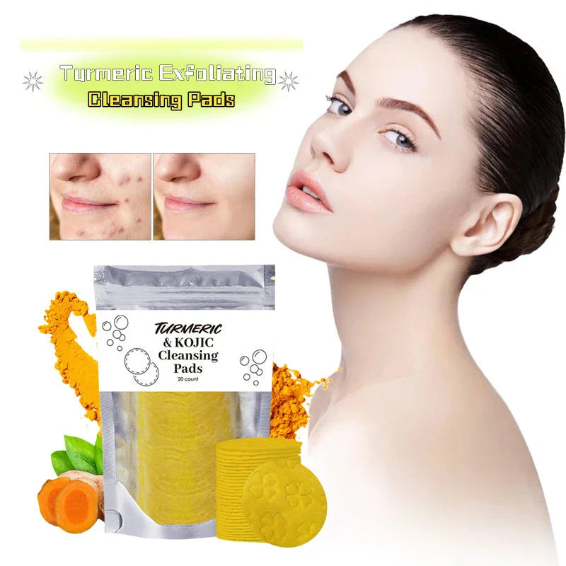 Premium Turmeric Exfoliating Cleansing Pads for Nourishing Facial Skin Care and Deep Pore Cleansing