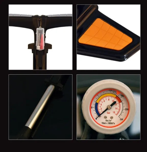 Black high pressure air cylinder for motorcycle and bicycle tyre inflation