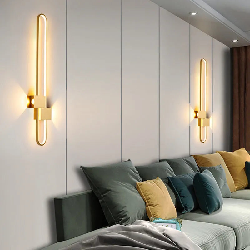 Round 60cm minimalist wall lamp with iron shade in black or gold frame finish